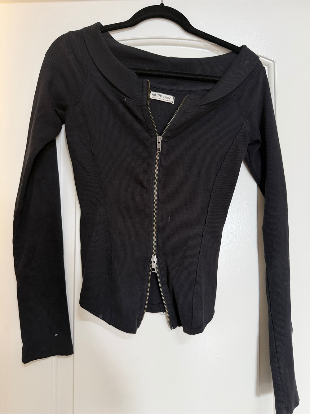 We The Free Black Double-Zip Fitted Hoodie